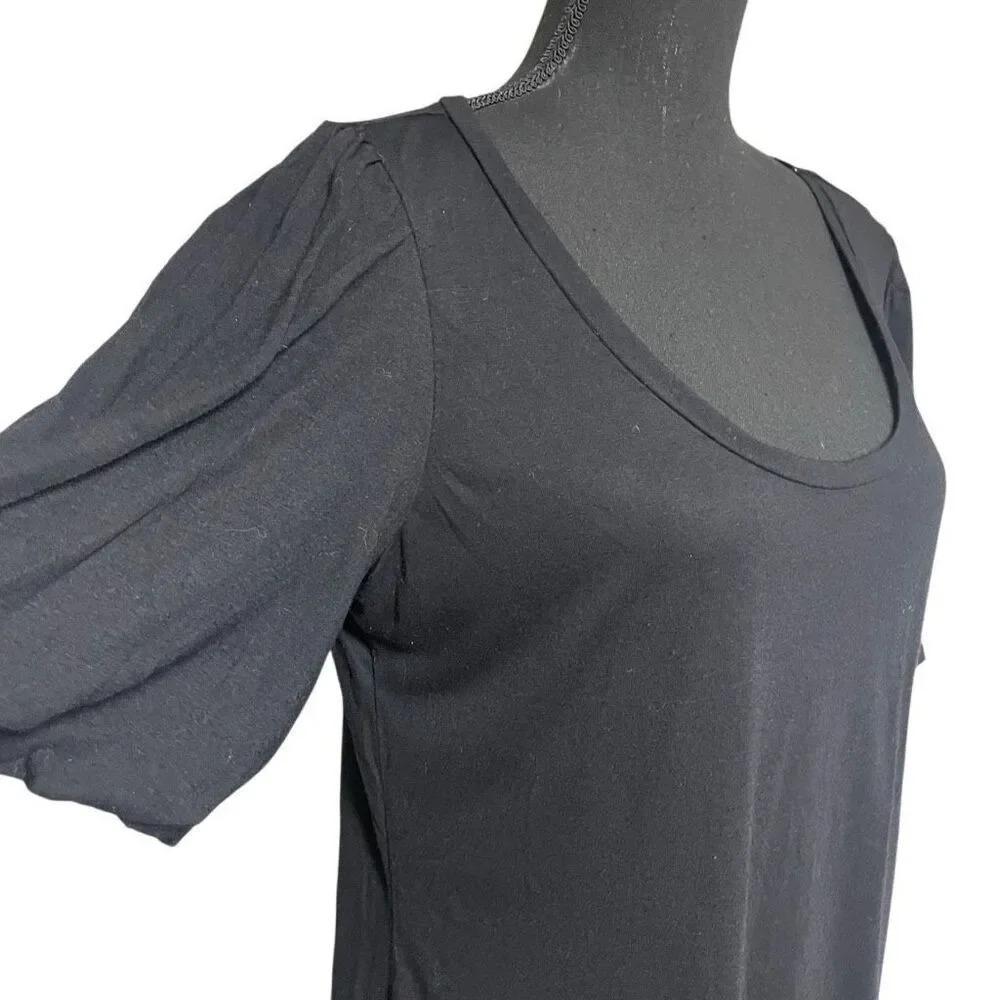 Old Navy Black Bubble Puff Sleeve Scoop Neck Top